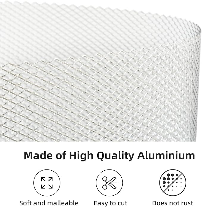 AggAuto 47x16 inches Car Pickup Truck Grill Mesh Spoiler Bumper Vent Aluminum Alloy Automotive Grille Insert Air Intake Racing Rhombic Hole 6x12mm Silver