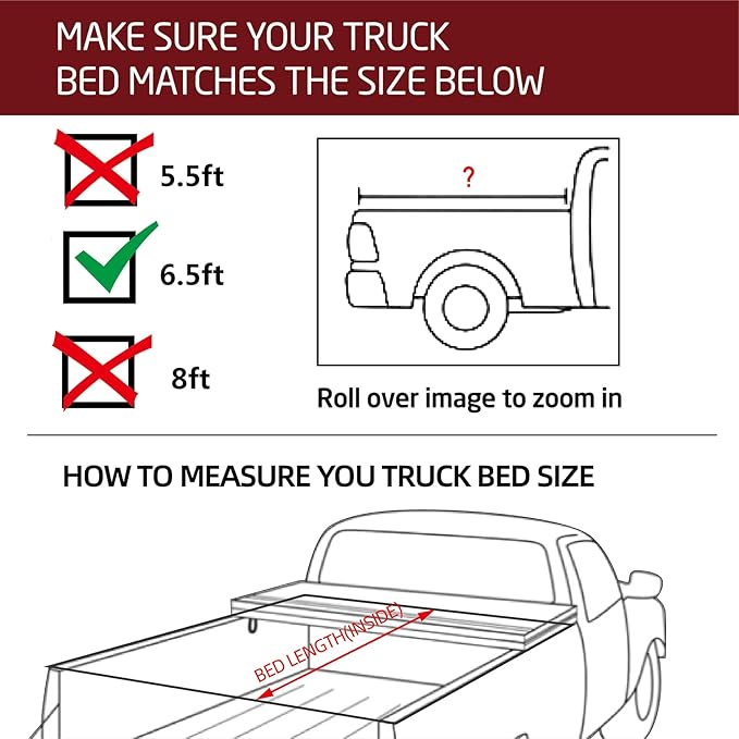 Kikito Professional FRP Hard Tri-Fold Truck Bed Tonneau Cover for 2004-2014 F150 & 2006-2008 Mark LT 6.5ft 78.8IN Bed