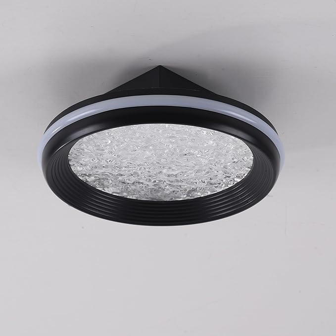 12V RV 8" Ceiling Light with Ambient Side Glow Bar & Built-in Rocker Switch, RV Interior Light Fixture w/Dimmable 3000K/4000K & Hammered Acrylic Lens |Super Slim for Motorhome Camper Trailer