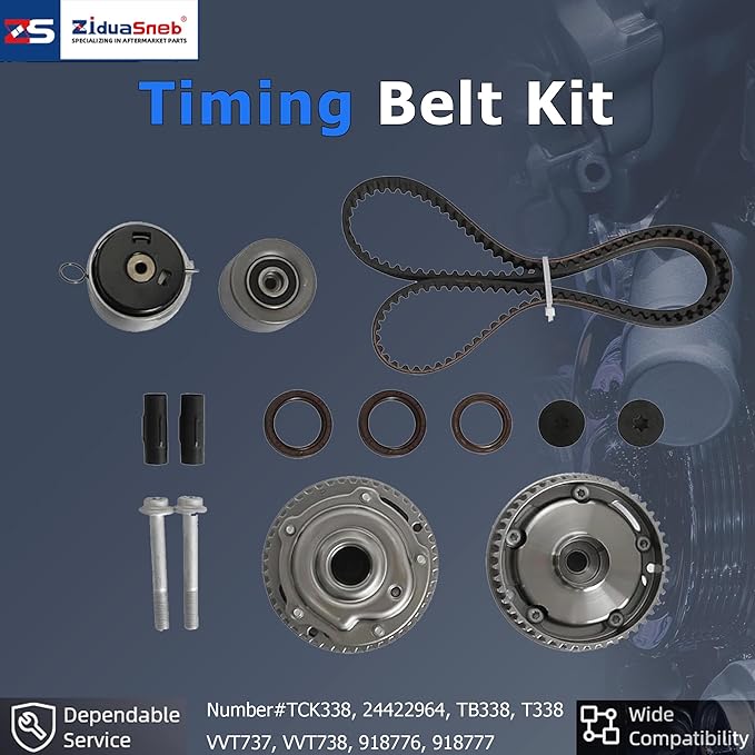 1.8 2Pcs Intake&Exhaust Camshaft Timing Belt Kit w/VVT Gear Water Pump Oil Pump Valves Bearings Kit Fit For Chevrolet Cruze Sonic Cruze Limited 1.8L L4 2011-2018 55571921 55571923 TCK338 TB338