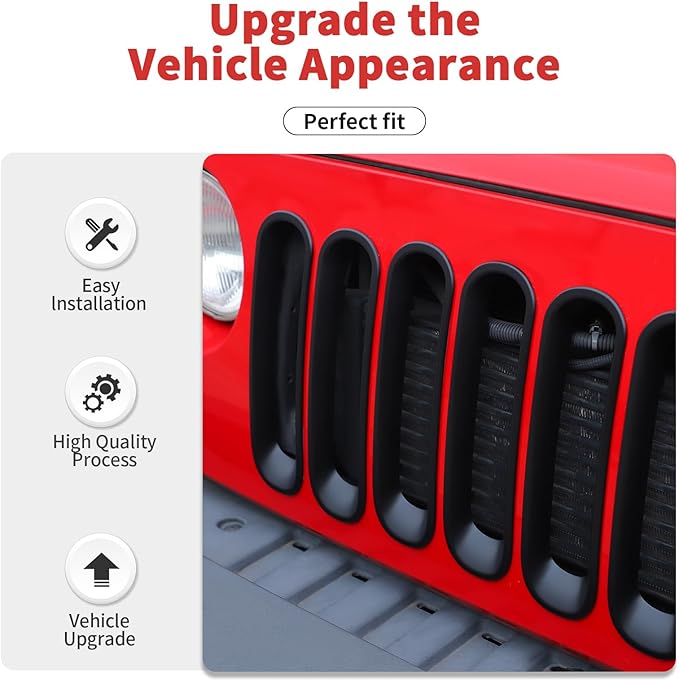 JK Grill Inserts Front Grille Mesh no Mesh Cover Guard for Jeep Wrangler JK 2007-2017 Clip-on Grille Accessories