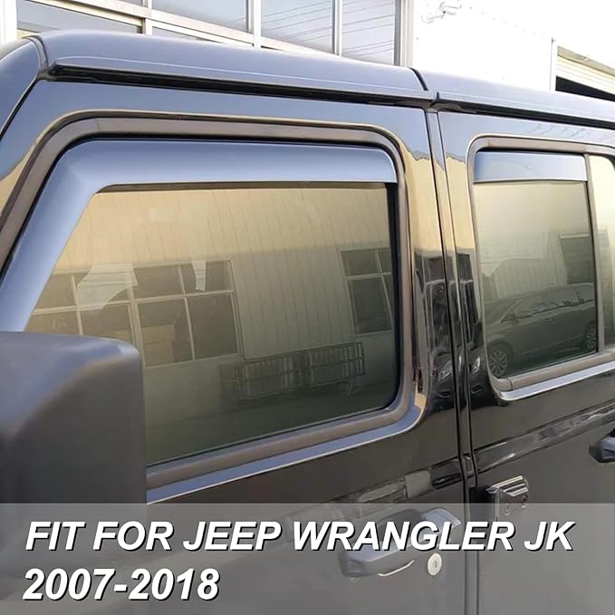 ZXMOTO Rain Guards Side Window Visor Vent Outside Mount, 4PCS Fits for Jeep Wrangler JL 2018 2019 2020 2021 2022 2023 2024 2025 4 Door