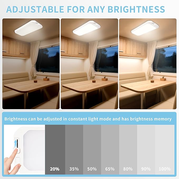 4 Pack RV Lights Interior, 3 Color RV LED Super Bright Fixture DC12-30V Camper Lights with Stepless Dimming and Remote Control Energy-efficient Ceiling Light for RV/Camper/Car/Trailer/Boat