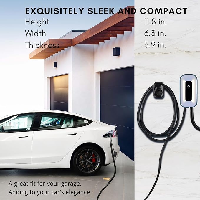 EV Charger Level 2，50 Amp, 240V Level 2 Charger,Indoor/Outdoor EVSE, 25Ft,WiFi/APP/RFID Card