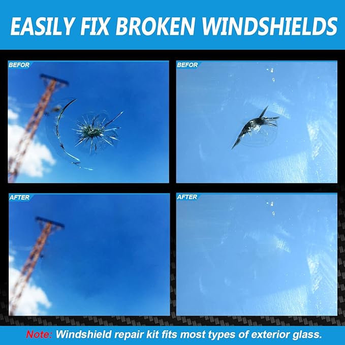 Brennenstuhl Windshield Repair Kit, Windshield Crack Repair Kit, 2 Bottles Car Windshield Chip Repair Kit Quick Fix for Rock Chip Repair Kit Windshield Chips, Cracks, Star-Shaped Crack (Blue)