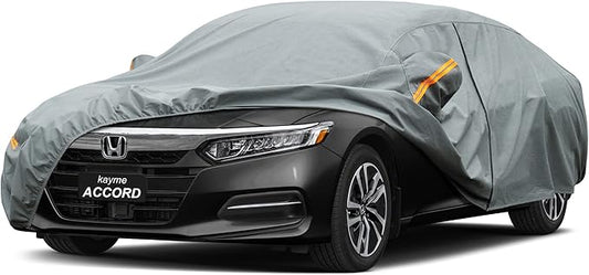 Kayme Heavy Duty Car Cover Custom Fit Honda Accord Sedan/Coupe (2001-2025), Waterproof All Weather for Automobiles, Full Exterior Covers Sun Rain UV Protection with Zipper Door.