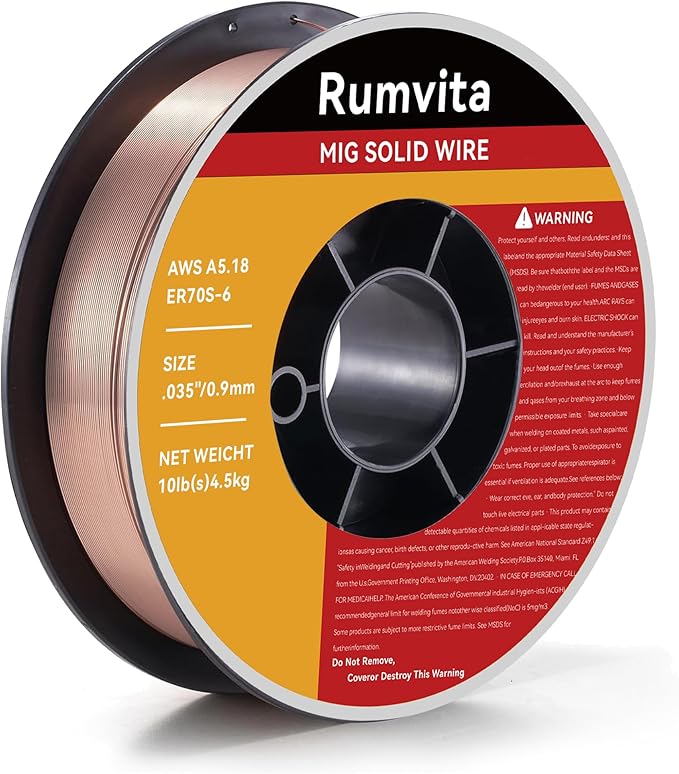 Mig Welding Wire - ER70S-6 .035"(0.9 mm)- 10 Pound Spool - Mild Steel MIG Solid Welding Wire,Low Splatter and High Levels of Deoxidizers 1PCS