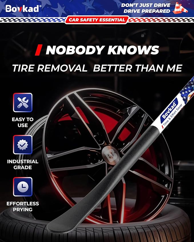 30'' Heavy Duty Tubeless Truck Tire Spoons Bars, 2 Pack Oversized Solid-Steel Mount/Demount Tire Iron Kit, Rust-Proof Anti-Slip Grip Essential Tire Removal Tool for Car, SUV & Truck(Black)