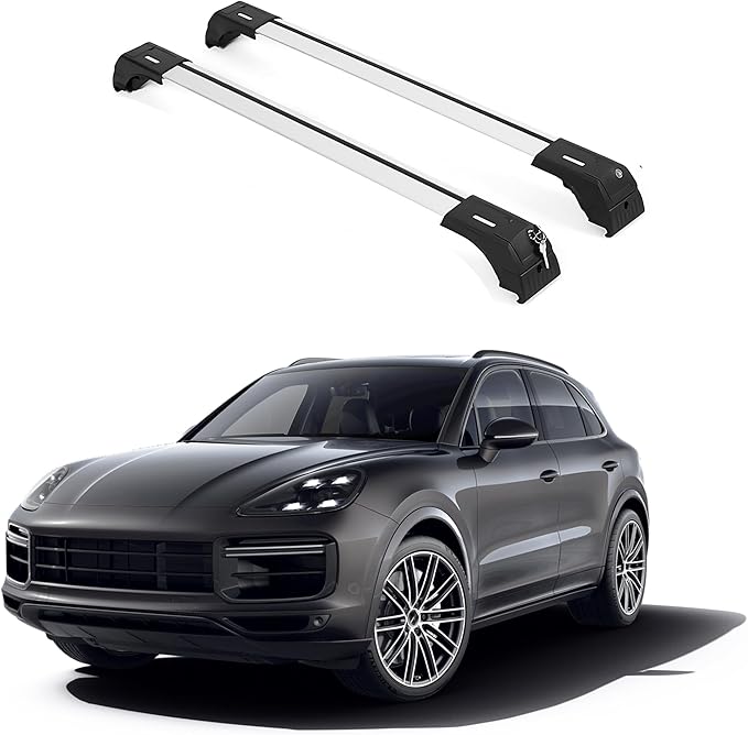 ERKUL Roof Rack Cross Bars for Porsche Cayenne 2019-2026 | Anti-Theft Lock Aluminum Crossbars for Rooftop, Cargo Carrier, Luggage, Kayak, Canoe, Bike | Silver