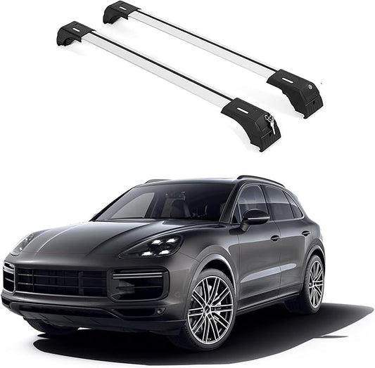 ERKUL Roof Rack Cross Bars for Porsche Cayenne 2019-2026 | Anti-Theft Lock Aluminum Crossbars for Rooftop, Cargo Carrier, Luggage, Kayak, Canoe, Bike | Silver