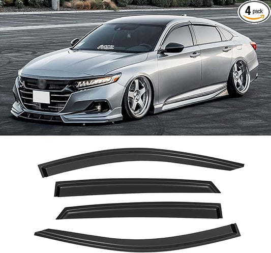 Window Rain Guards for Honda Accord 2018-2023, Window Visor Guards Wind Deflectors Vent Shade Vent Visors Rain Shields Sun Side Shatterproof 2019 2020 2021 2022, Tape-on/Outside-Mount