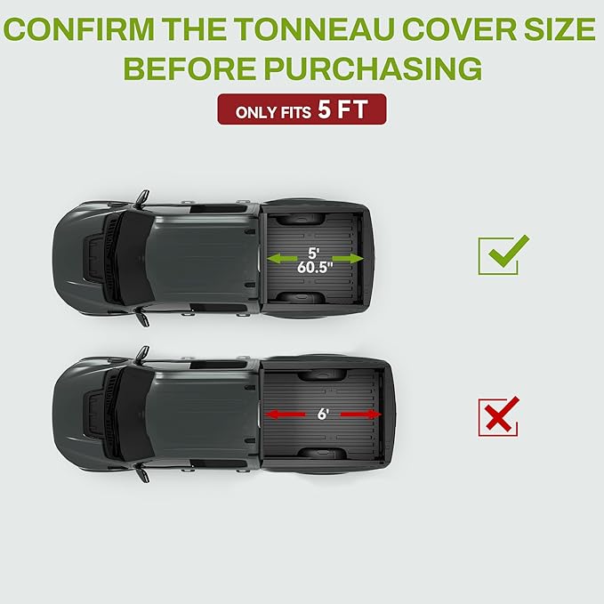 AUTOSAVER88 Truck Bed Tonneau Cover Compatible with Toyota Tacoma (Excl. Trail Edition) with Deck Rail System