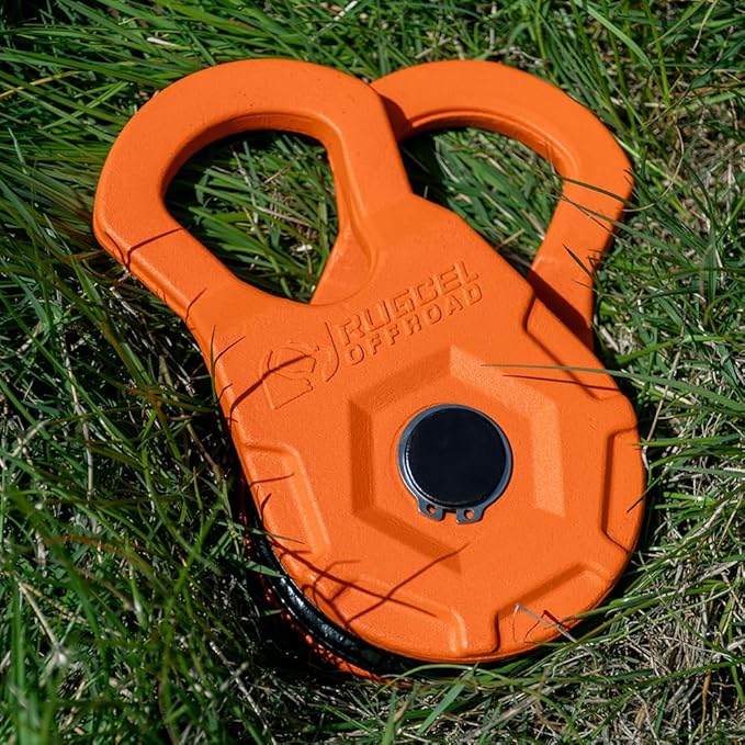 RUGCEL WINCH Snatch Block 12T, Heavy Duty Recovery Winch Pulley Compatible with Synthetic Rope & Steel Cable,E-Coated Orange Finish, for Truck, Tractor, ATV & UTV (12T-Orange)