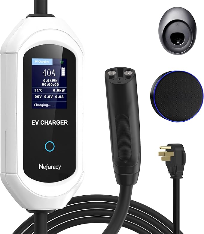 Level 2 Charger for with Tesla 40 Amp Without NACS Adapter, Portable EV Charger for with Tesla, Electric Car Chargers for Model Y/3/S/X, LCD Display & App Control(240V, NEMA14-50 Plug, 25+2FT Cable)