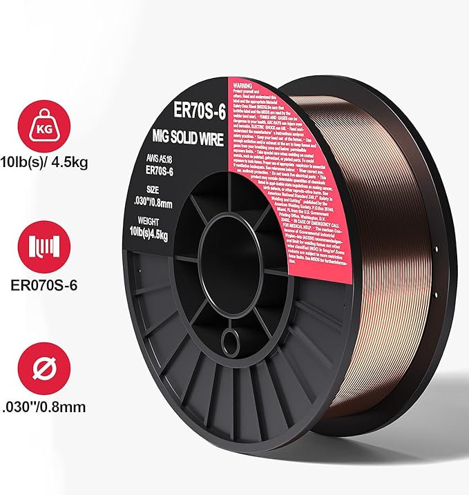 ER70S-6 .030"(0.8 mm) on 10-Pound Spool Carbon Steel Mig Solid Welding Wire Strong ABS Plastic Spool Welding Wire