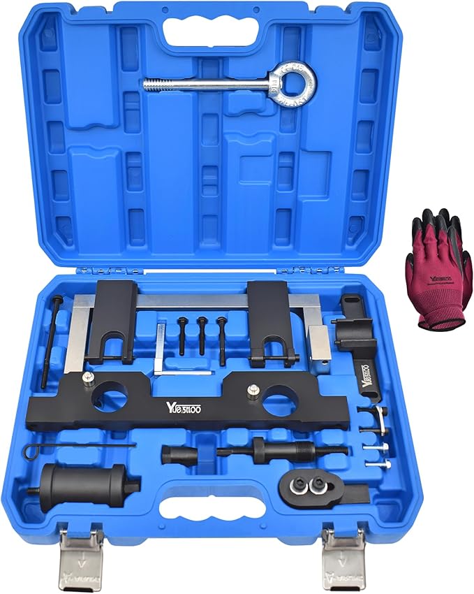 17PCS Camshaft Alignment Timing Tool Kit, Compatible with BMW N20 N26 Engine, with Flywheel Holder Tool & Balance Shaft Tool & Fuel Injector Remover Kit, 212831, 119340, 212830, 219548
