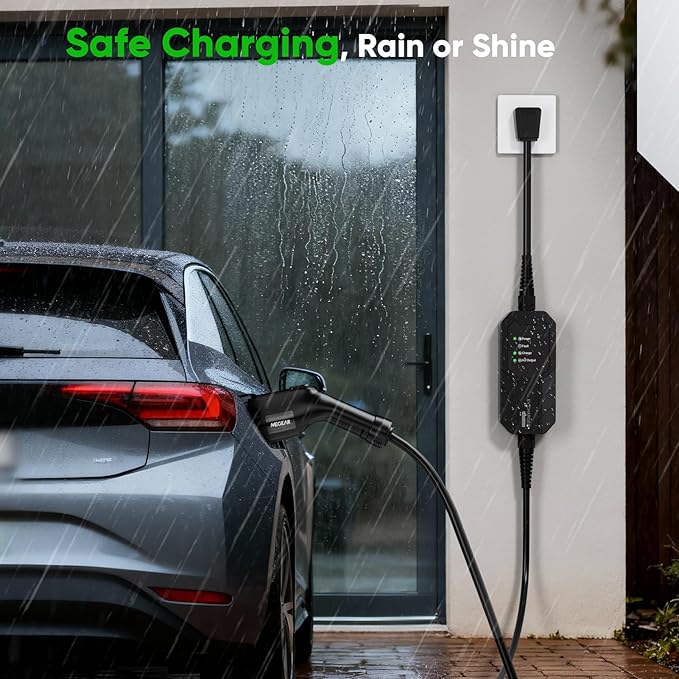MEGEAR Skysword Ⅱ Level 1-2 EV Charger, 100-240V 16A 23FT Portable EVSE, NEMA 6-20 Plug with NEMA 5-15 Adapter Electric Vehicle Charging Station