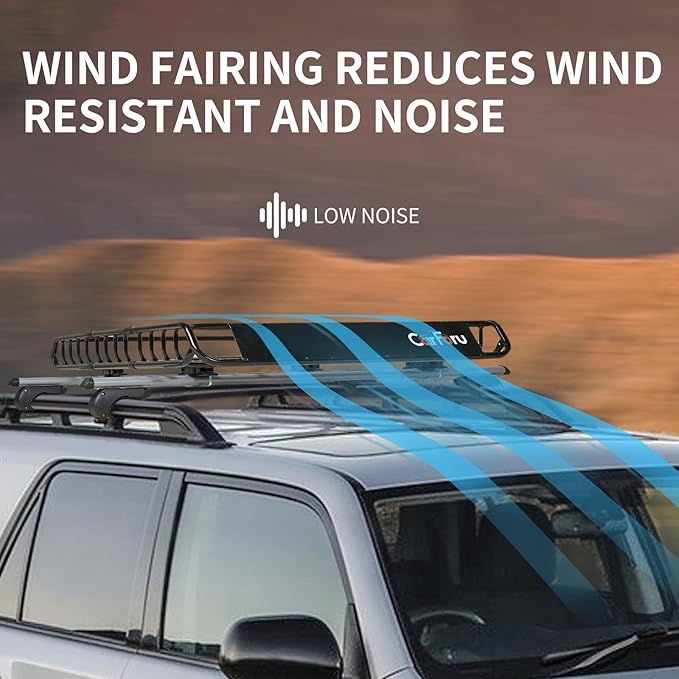 Roof Rack Basket 51″ X 36″ X 5″ Universal Rooftop Cargo Basket, 250LB Heavy Duty Cargo Basket Car Roof Basket for SUV, Truck, Cargo Net with Attachment Hooks, 2pcs Ratchet Straps