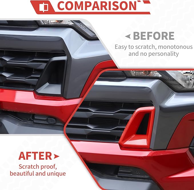 Front Side Bumper Grille Air Outlet Cover fit for Chevy Colorado 2024+ Front Grill Vent Insert Cover Exterior Accessories,Red