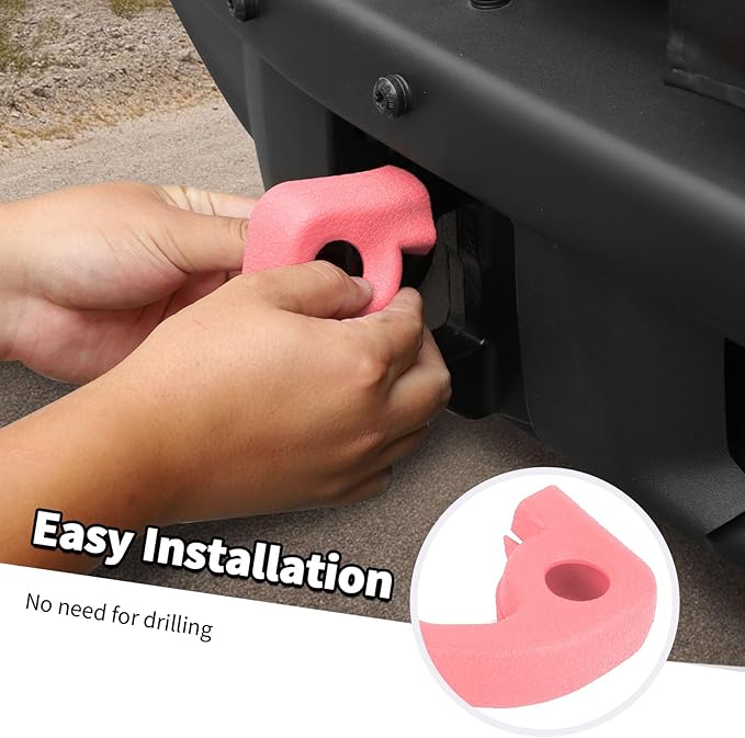 Jimen Fit for Ford Bronco 2021-2024, 2PCS Front Bumper Tow Hook Covers Protector Exterior Accessories (Pink)