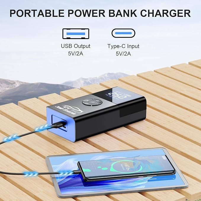 Jump Starter with Air Compressor, 8000A 180PSI, Portable Car Battery Jump Starter (All Gas/12L Diesel) 12V Automobile Jump Box Pack Chargers with Jumper Cables, 4-Mode LED Lights (Blue)