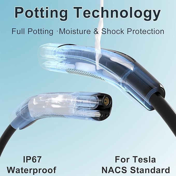 Portable Level 2 EV Charger for Tesla, 40A NACS Car Charger with 240V, 25FT Extension Cable, EV Charging Station for Tesla Cars【 Only for Tesla EVs 】