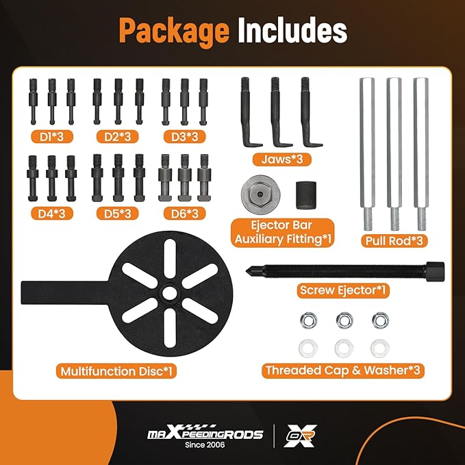 maXpeedingrods 21 in1 Bearing Puller Kit, Bearing Removal Tool, Bearing Separator Set, Bearing Disassembly Gear Puller w/ 3-jaw Hooks and 6 Sizes Red Steel Inner Hole Extractor