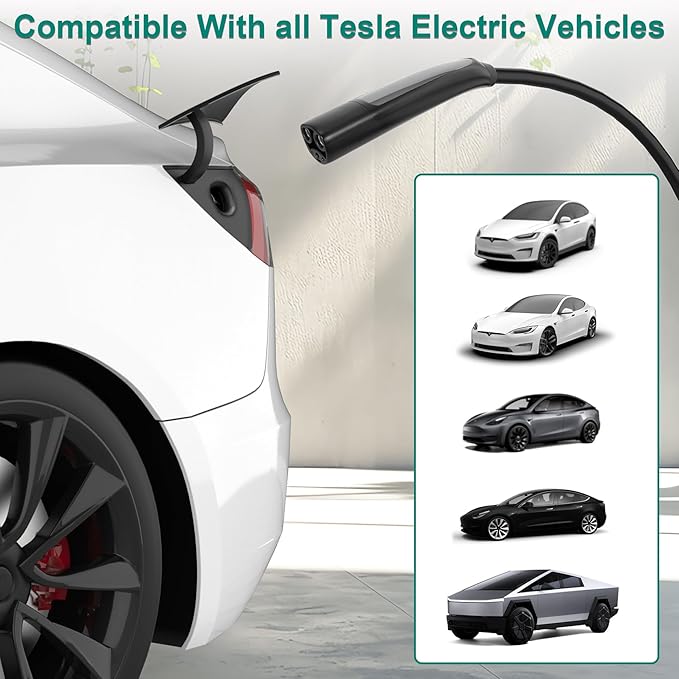 RUTU Level 2 EV Charger for Tesla Model Y/X/3/S, 48A 240V Adjustable Electric Vehicle Charging Stations Up to 11.5Kw,Smart WiFi Enabled 14-50 Plug NACS Level 2 Charger with Flexible 25Ft Cable