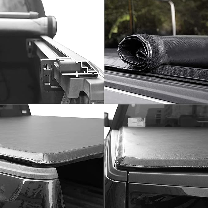 Soft Roll Up Truck Bed Tonneau Cover for 2004-2014 Ford F150; 05-08 Lincoln Mark LT, 5.5ft / 66" Bed, Waterproof, Secure & No-Drill Installation
