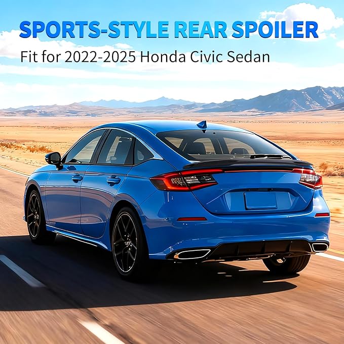 Nilight Spoiler Fit for Honda Civic Sedan 2022 2023 2024 2025 22 23 24 25 Spoilers for Cars Rear Spoiler Wing ABS Sporty Appearance Rear Trunk Lip Accessories No-Drill Installation, Glossy Black