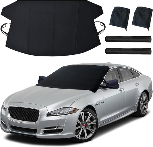 EcoNour Windshield Cover for Ice and Snow | Windshield Snow Cover with Side Mirror Cover & Wiper Protection | Oxford Fabric Winter Cover for Cars, SUVs, Trucks | Medium (69"x42")