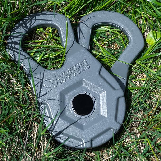 RUGCEL WINCH Snatch Block 12T, Heavy Duty Recovery Winch Pulley Compatible with Synthetic Rope & Steel Cable,E-Coated Gray Finish, for Truck, Tractor, ATV & UTV (12T-Gray)