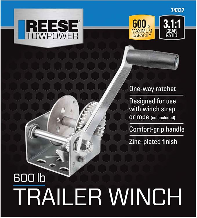 Reese Towpower 74337 600 Pound Capacity Winch , Black