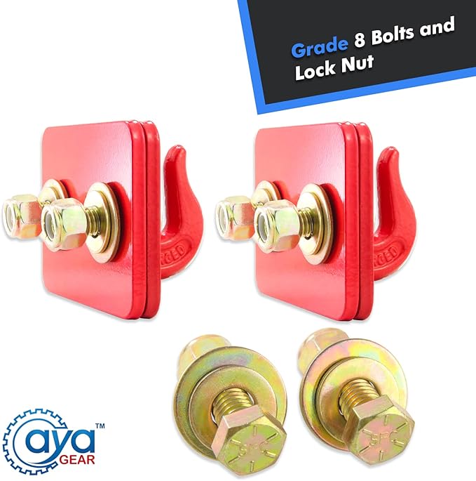 5/16-in Bolt On Grab Hook Mount with Backer Plate Grab Hook 70 Forged Steel Tow Hook Work Well for Loader, Tractor Bucket, RV, UTV,Truck (Red)