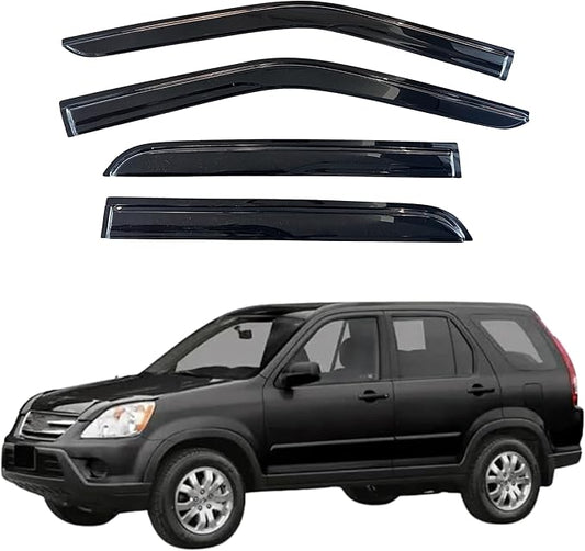 KPY Window Visor Compatible with Honda CR-V 2002-2006 (CRV), 4PC Rain Guard Side Window Vent Deflectors Tape-On Mugen Style, 2002 2003 2004 2005 2006
