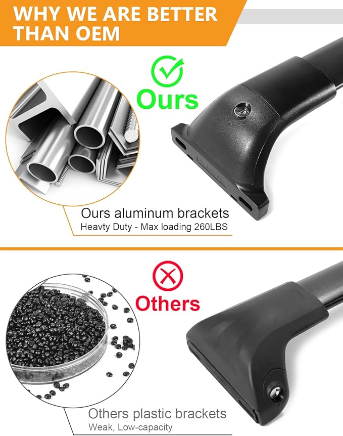 KINGGERI 260lbs Lockable Roof Rack Cross Bar Compatible with Chevrolet Chevy Traverse 2018-2021. Heavy Duty All Aluminum Crossbars Rooftop Cargo Basket Luggage Kayak Canoe Snowboard Bike