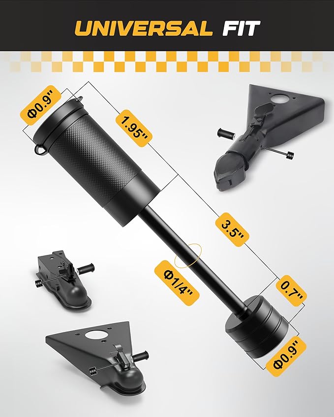 RETRUE Trailer Tongue Coupler Lock, Dia 1/4 Inch, 3-1/2 Inch Span Trailer Latch Lock for Latch-Type Coupler, Tow Boat RV Truck Car's Black (1 Pack)