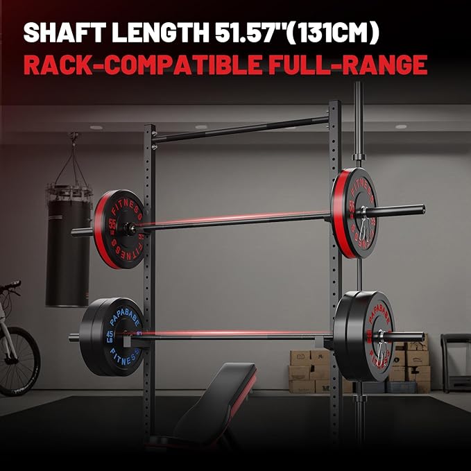 PAPABABE Olympic Barbell, 2-inch 45lb/35lb Weight Bar for Strength Training. 6.5ft/7ft Olympic Bar, 1000lb Plus Capacity, Chrome/Zinc Plating, knurled Grip for Bench Press Deadlift Squat