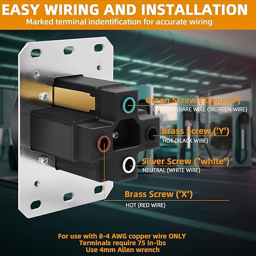 NEMA 14-50R Outlet 50 Amp EV Charging Receptacle with Wall Plate,50 Amp EV Outlet 125/250 Volt 14-50R Flush Receptacle for Electric Vehicle Charging RV Range Oven Stove,3-Pole 4-Wire,ETL Listed