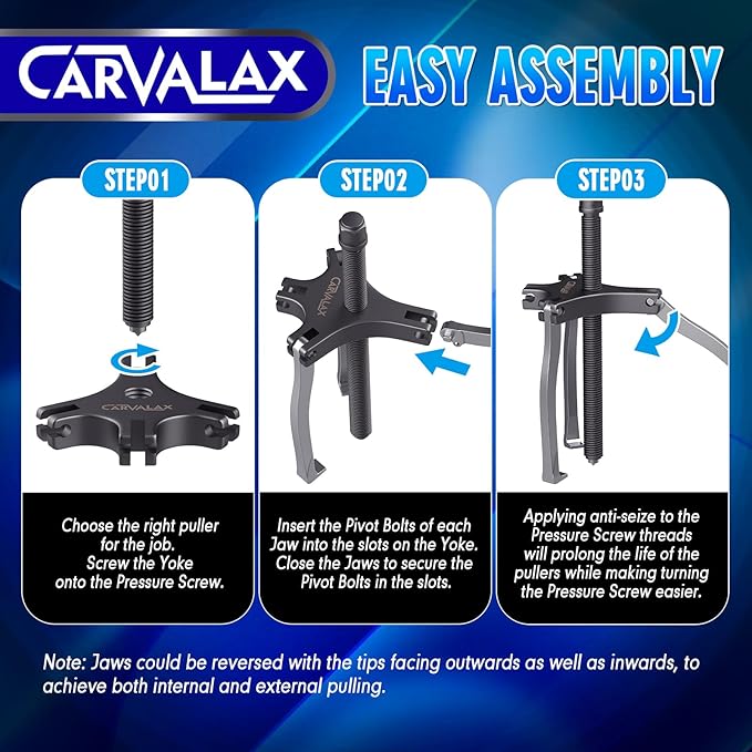 Gear Puller 7 Ton, Heavy Duty CR-V Steel 2 & 3 Reversible Jaw Bearing/Pulley Puller – Professional Automotive & Industrial Tool for Mechanics, DIYers