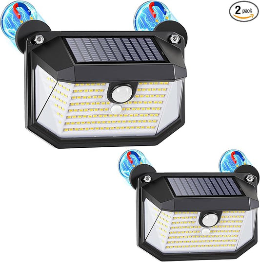 LUHLEE 178 LED Magnetic RV Solar Lights Outdoor, 800LM Ultra-Bright RV Porch Light with Motion Sensor, Strong Magnets IP65 Waterproof rv Lights Exterior for Awning Camper Trailer Porch (2 Pack)