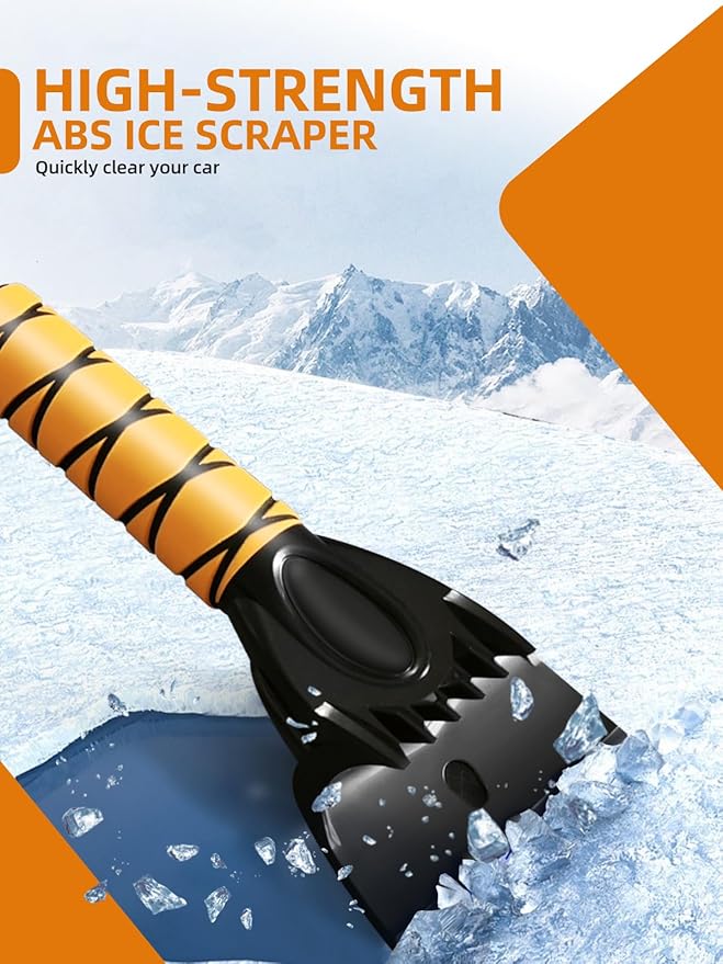 44" Snow Brush and Ice Scraper for Car Windshield, Extendable Snow Brush 360° Rotating Snow Removal Tool with Comfortable Foam Grip for Truck Vehicle Automobile Car (Yellow)