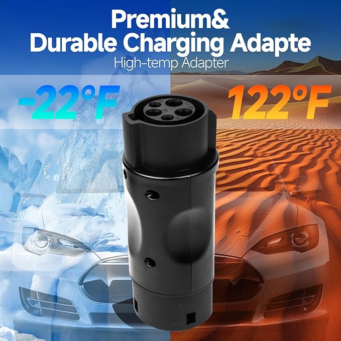 EV Charger Connector Type 1 to Type 2 Adapter Fit for Tesla Model Y, 3, S, X, Compatible with Electric Vehicle Charging Adapter SAE j1772 to IEC62196