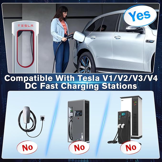 Tesla to CCS Adapter Tesla Supercharger Adapter 500A/1000V Max 250KW NACS to CCS Electric Vehicle Fast DC Charging Adapter Compatible with Ford,GM,Volvos,and Polestar EVs (Orange)