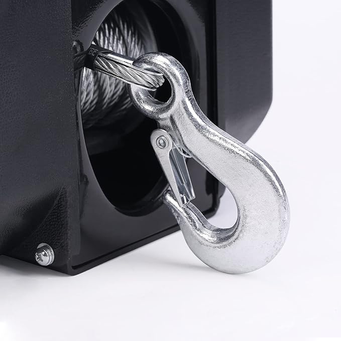 Portable Trailer Winch, Reversible Electric Winch 12V DC, Power-in, Power-out and Freewheel Operations for Boats 2000 lbs with Wireless Remote Control and Hand Crank