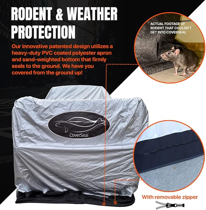Heavy Duty Truck Cover — Wind & Weather Resistant Patented Weighted Ground Conforming Apron Seal, 360° Ground Seal for Car Protection, Long Bed Truck Protector | 260" L x 85" W x 85"