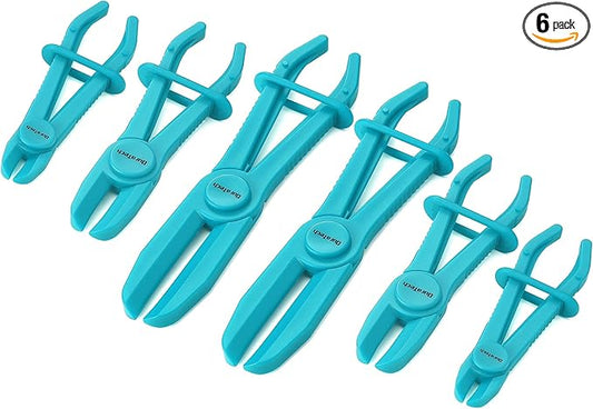 DURATECH 6-Piece Hose Clamp Pliers Set - Pinch Clamp Pliers for Flexible Hoses, Fuel, Gas, Brake & Radiator Lines (Blue)