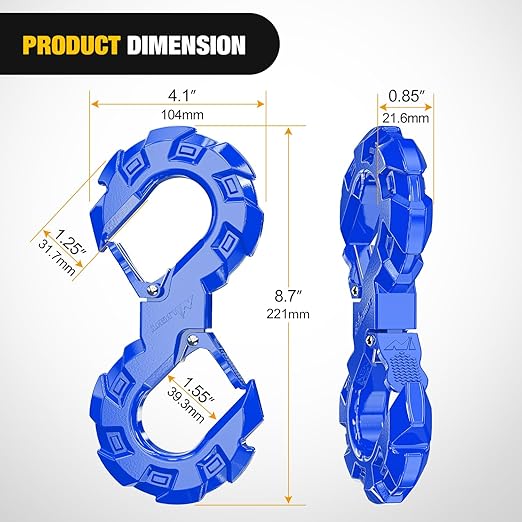 Nilight S-Shape Shackle, Quick Release Tow Hook for Winch Cable Ropes, 33,000 lbs Heavy Duty for Off-Road Recovery, Towing Extension, Tree Saver, Winch Shackle, Forged Steel, Blue