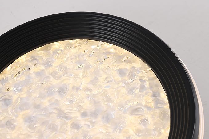 12V RV 8" Ceiling Light with Ambient Side Glow Bar & Built-in Rocker Switch, RV Interior Light Fixture w/Dimmable 3000K/4000K & Hammered Acrylic Lens |Super Slim for Motorhome Camper Trailer