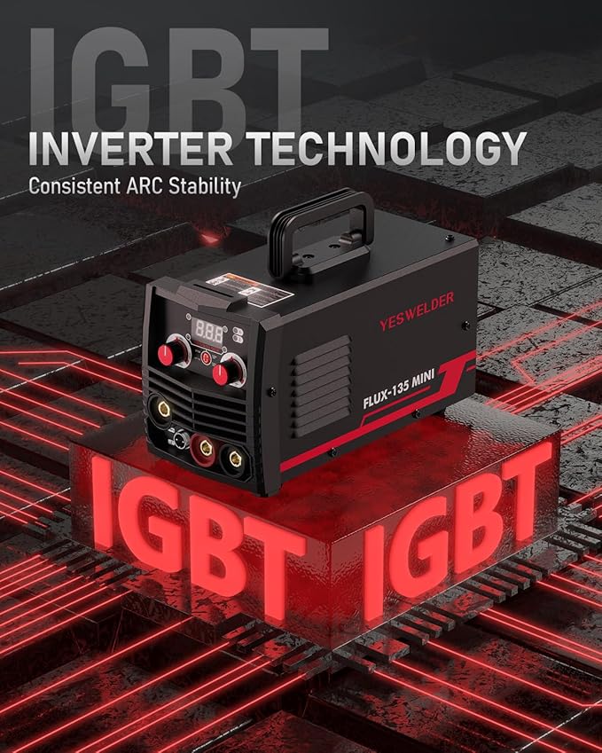 YESWELDER FLUX-135 MINI 135Amp MIG Welder,110V Flux Core Gasless Welder, Flux MIG/Lift TIG/Stick 3-in-1 Welding Machine